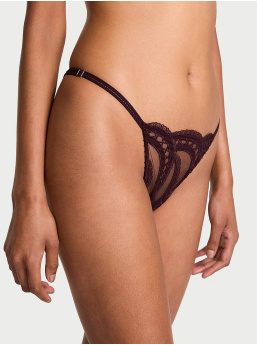 Bikini nohavičky s výšivkou, otvoreným chrbtom a nastaviteľnými šnúrkami