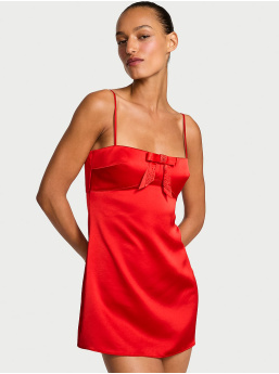 Twinkle Bow Saténové Mini Šaty Slip