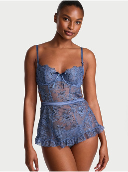 Wicked Nepodložený Denim Rožná Čipková Zástera Set