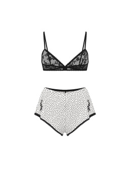 Čipkový Bralet A Šortky Z Šifónu S Bodkovaným Vzorom – Set
