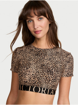 Bavlnený krátky braletový crop top s krátkym rukávom