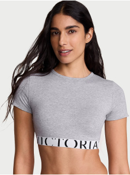 Bavlnený krátky braletový crop top s krátkym rukávom