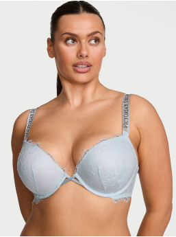 Bombshell Shine Strap ružová čipkovaná push-up podprsenka +2 košíky