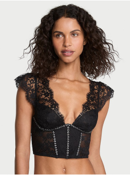 Twinkle Lace Cap-Sleeve Corset Top