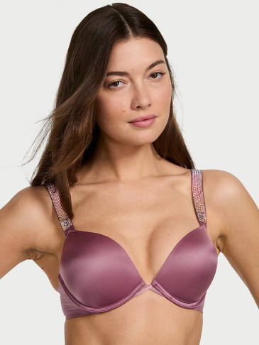 Bombshell Push-Up Podprsenka s Trblietavými Ramienkami Logo, Efekt +2 Košíčky