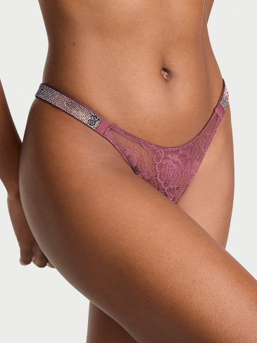 Čipkované Brazílske Nohavičky S Vysokým Okrajom Shine Strap Rose