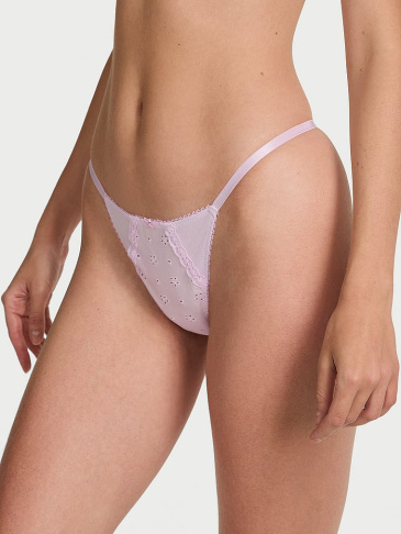 V-String Nohavičky Z Elastickej Bavlny S Výšivkou