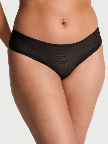 No-Show Stripe Mesh Thong Panty