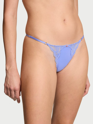 S čipkovaným lemom nastaviteľné V-String Nohavičky