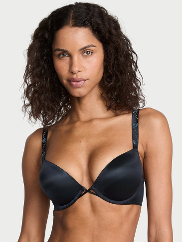 Bombshell Add-2-Cups Electric Orchid Push-Up Podprsenka So Lesklými Ramienkami