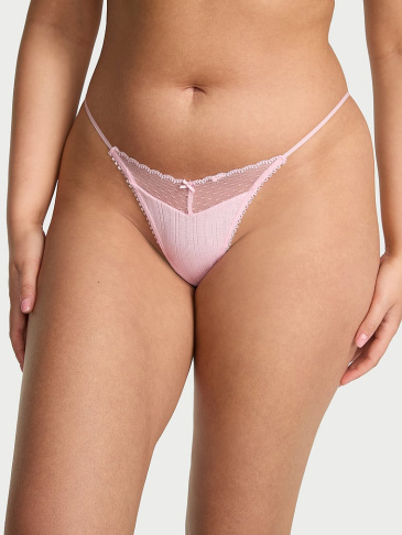 Čipkované Pointelle Tangá V-String