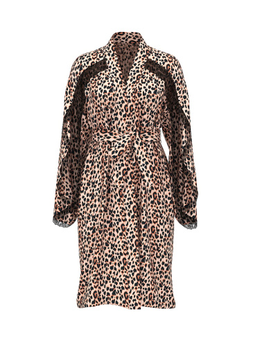 Satin Rose Lace-Trim Midi Robe