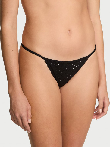 Pružné Bavlnené Trblietavé V‑String Nohavičky