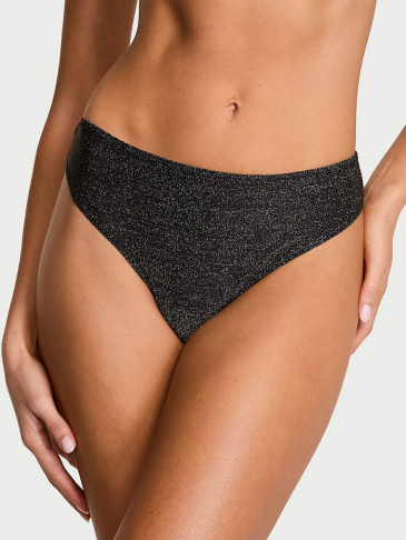 Body By Victoria Flex Shimmer Mid‑Rise Thong Nohavičky