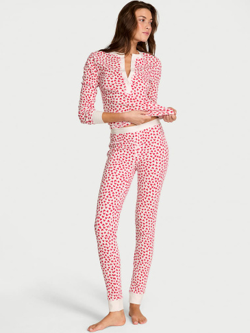 Soft Thermal Henley Long Pajama Set