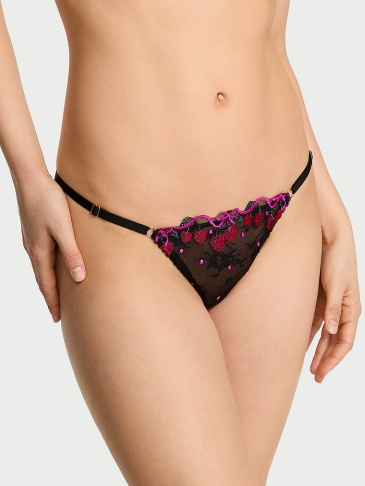 Nastaviteľné V‑String Nohavičky S Výšivkou Cherry Pop
