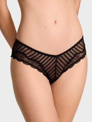 Tease Priesvitné Pruhované Vysoko Strihané Cheeky Nohavičky