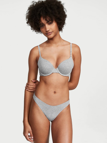 Stretch Cotton High-Leg Scoop Thong Panty