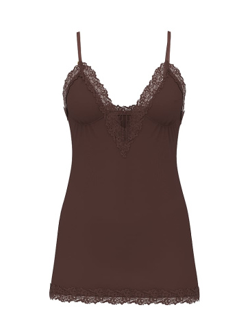 Sosoft™ Modal Lace-Trim Tie-Front Slip Dress