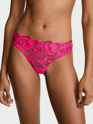 Pop Floral Embroidery Thong Panty