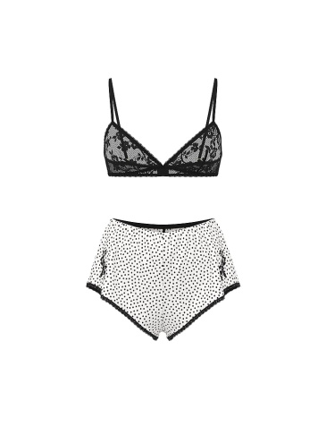 Čipkový Bralet A Šortky Z Šifónu S Bodkovaným Vzorom – Set