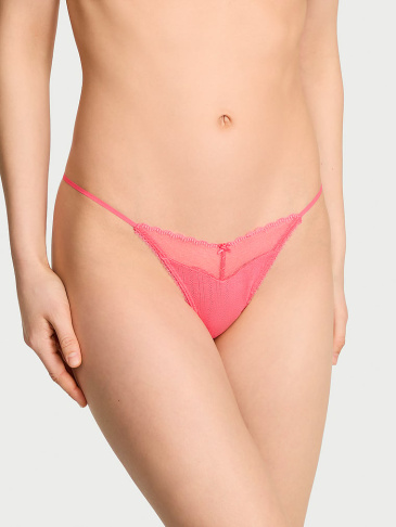 Elastické pointelle V-string tangá nohavičky