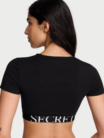 Bavlnený Krátky Top – Braletový Crop Top S Krátkym Rukávom