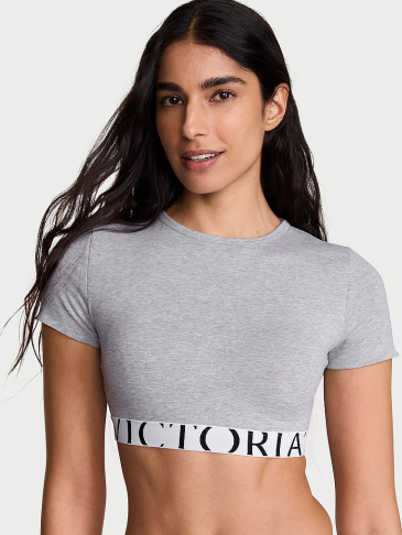 Bavlnený krátky braletový crop top s krátkym rukávom