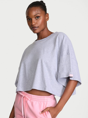 Logo – Bavlnené Oversized Crop Tričko
