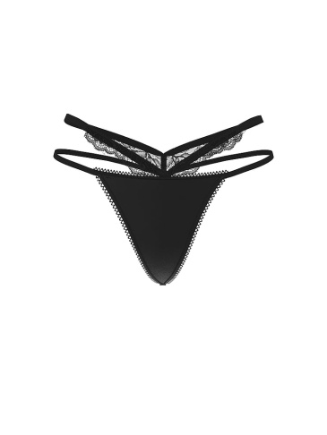 Rose Lace-Trim Strappy Cut-Out V-String Panty