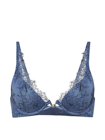 Denim Rose Lace Lightly Lined Plunge Bra