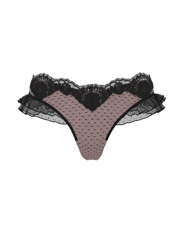 Heritage Dot Mesh Lace-Trim Flutter Thong Panty