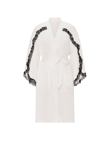 Satin Rose Lace-Trim Midi Robe