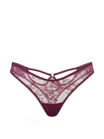 Rose Lace Strappy-Back Hardware Thong Panty