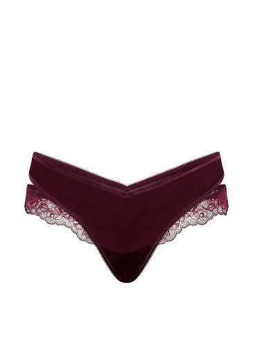 Rose Lace-Trim Cut-Out Thong Panty