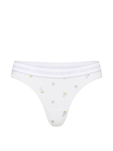 Logo Cotton Embroidered Thong Panty