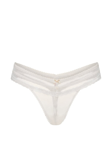 Mesh Lace-Trim Thong Panty