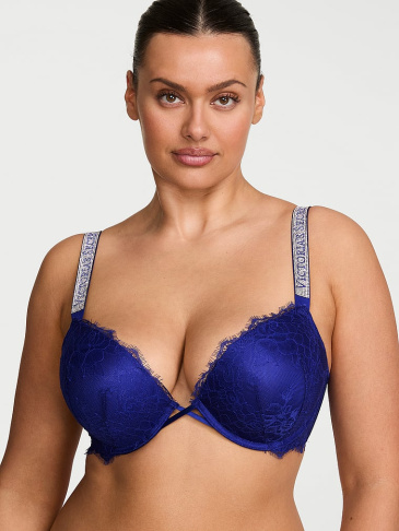 Bombshell Shine Strap ružová čipkovaná push-up podprsenka +2 košíky