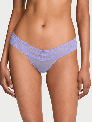 Mesh Lace-Trim Brazilian Panty