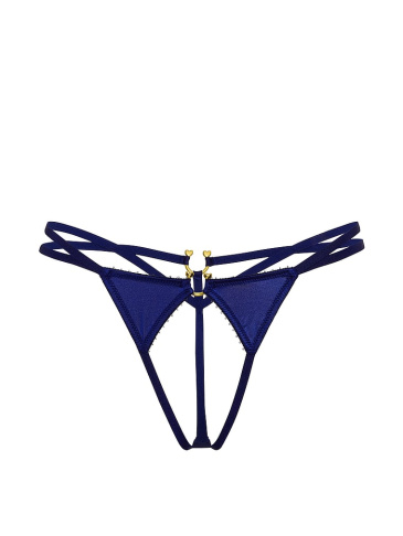 V-string nohavičky bez rozkroku s pásikmi a kovovým krúžkom