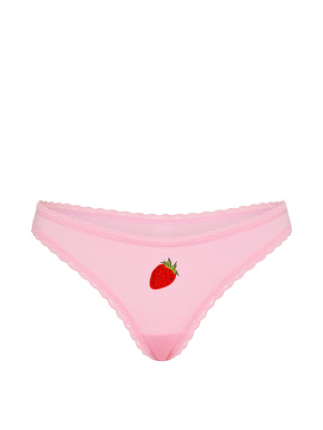 Cotton Lace-Waist Thong