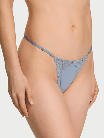 Čipkované nastaviteľné V-string nohavičky s čipkovaným lemom