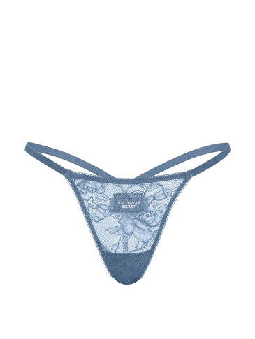 Rose Lace Denim Patch Lace V-String Panty