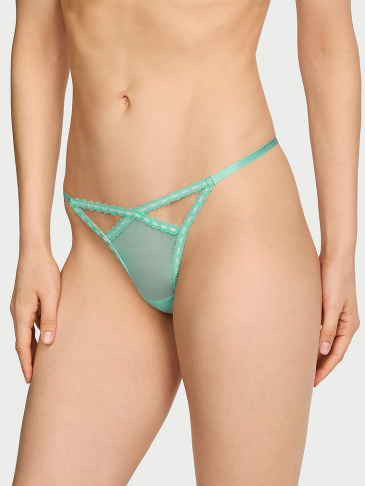 Sieťované V-String Tangá s Mašličkovými Detailmi