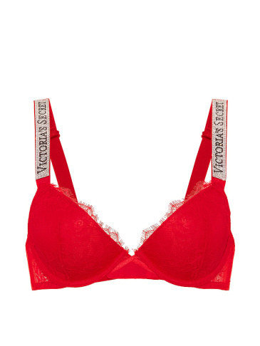 Shine Strap Rose Lace Lightly Lined Low-Cut Demi Bra