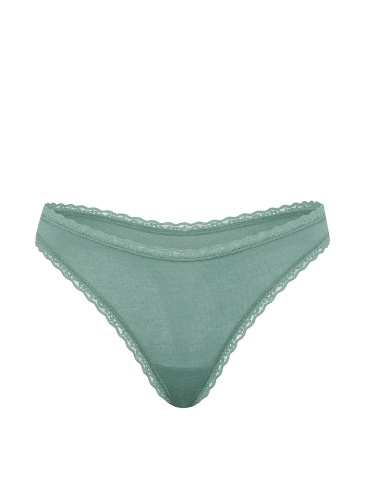 Cotton Lace-Waist Thong
