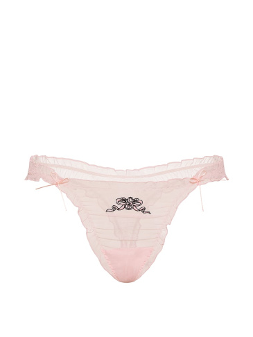 Ruffled Mesh Bows Thong Panty