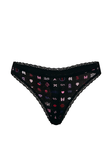 Cotton Lace-Waist Thong