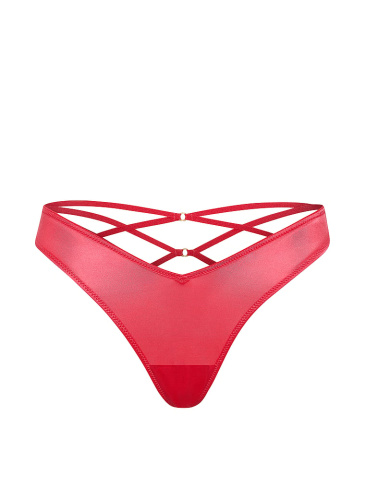 Smooth Strappy-Back High-Leg Thong Panty