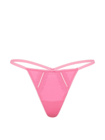Cotton Lace-Trim V-String Panty